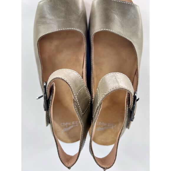 Dansko Burnished Khaki Green Calf Leather Sz 41 (US 9.5-10) Wedge Sandals Tiana - Picture 7 of 14